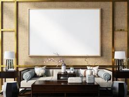 Poster Frame Mockup In Wall Scandinavian Living Room Interior photo