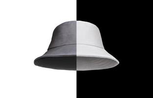 white bucket hat black isolated on black and white background photo