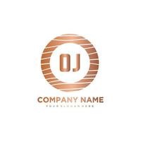 OJ Initial Letter circle wood logo template vector