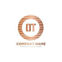 OT Initial Letter circle wood logo template vector