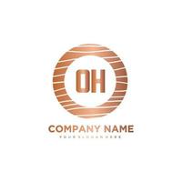 OH Initial Letter circle wood logo template vector