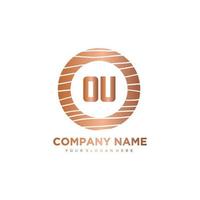 OU Initial Letter circle wood logo template vector