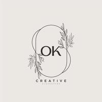 OK Beauty vector initial logo art, handwriting logo of initial signature, wedding, fashion, jewerly, boutique, floral and botanical with creative template for any company or business.