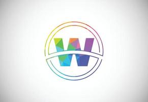 Low poly style letter W with a circle frame. Graphic alphabet symbol for corporate business identity vector