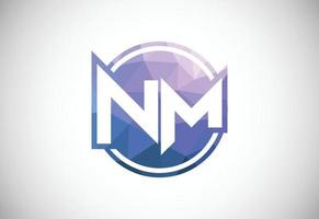 Initial Letter N M Low Poly Logo Design Vector Template. Graphic Alphabet Symbol For Corporate Business Identity