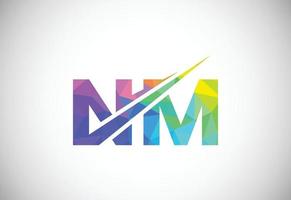 Initial Letter N M Low Poly Logo Design Vector Template. Graphic Alphabet Symbol For Corporate Business Identity