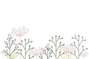 Simple elements of Plants on a white background. Place for your text. Vector illustration.