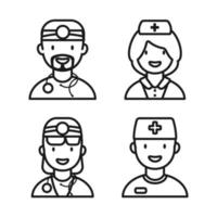 Doctor and Nurse Line Icons set. Outline Icons for web application. Vector illustration.