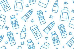 Seamless Pattern with Line Icons Medical Bottles. Different shapes of Medical Bottles. Vector illustration.