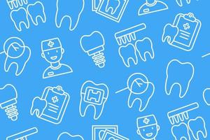 Seamless Pattern with Dentistry thin Line Icons. For your design of packaging, wallpaper, paper, fabric, wrapper. Vector illustration.