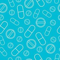 Seamless Line pattern with Pills and Capsules. Vector illustration.