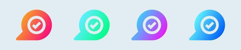 Sent chat solid icon in gradient colors. Completed signs vector illustration.