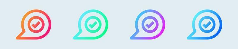 Sent chat line icon in gradient colors. Completed signs vector illustration.