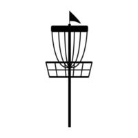 Disc golf basket with flag icon. Vector outline illustration isolated on white background