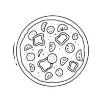 Pizza garabatear ilustración. vector contorno bosquejo aislado en blanco