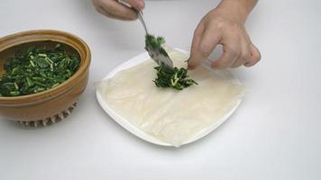 Puerro relleno masa, tailandés comida video