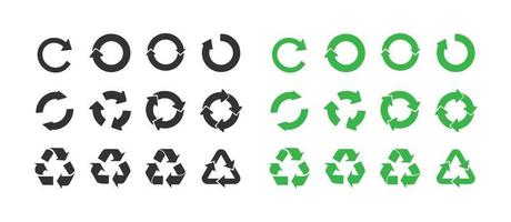 Recycle and ecology icons collection. Set of circle arrow vector icons. Recycle Recycling symbol