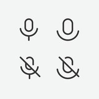 Set of microphone icons with different signal levels in flat style. vector