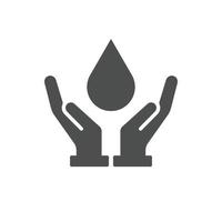 Save water in hand solid icon. Ecology concept illustration isolated on white background. vector