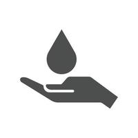 salvar agua en mano sólido icono. ecología concepto ilustración aislado en blanco antecedentes. vector