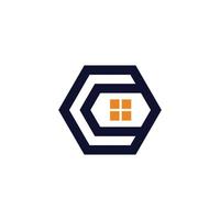 letter c simple home abstract hexagonal line logo vector