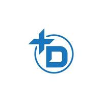 letter d plus medical doctor circle line logo vector
