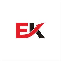 letter ek motion arrow geometric design logo vector