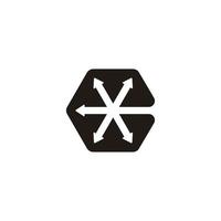 abstract hexagonal letter c arrows geometric symbol logo vector