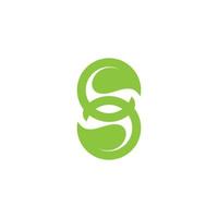 letter s linked leaf shape natural green logo vector