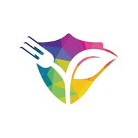 Fork and leaf vector logo design. Organic food concept with Fork and leaf with Fork and leaf.