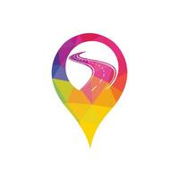 Pin Road Location logo design. Transport app logo design concept. vector