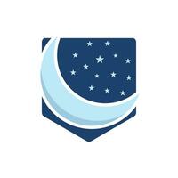 Luna, estrellas y diseño de logotipo vectorial nocturno. vector