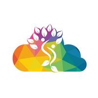 Cloud and People Tree Logo Design. Family tree sign and symbol. vector