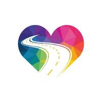 diseño de logotipo de vector de carretera de amor. diseño creativo del logotipo del viaje por carretera.