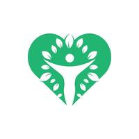 Human character with leaves and heart logo design. Health and beauty salon logo. vector