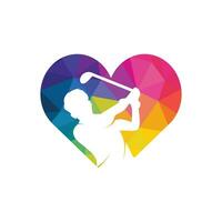Love Golf club vector logo design. Golf player hits ball inspiration Logo design