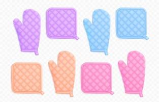 Kitchen mittens and potholders, oven mitts vector