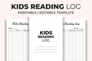 Kids Reading Log vector