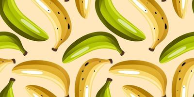 Cartoon seamless pattern with juicy bananas on white background. Tropical trendy fruits. Vector contrast pattern for fabrics, wallpapers and your creativity.