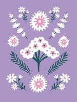 Violet floral greeting card vector