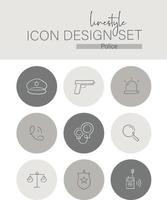 Linestyle Icon Design Set Police vector