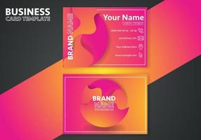 Orange and pink business card template with flowing liquid shapes, amoeba forms. Abstract dynamic gradient graphic elements in modern style. vector