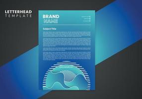 Blue letterhead template with flowing liquid shapes, amoeba forms. Abstract dynamic gradient graphic elements in modern style. vector
