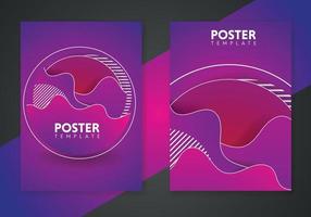Abstract dynamic gradient graphic elements in modern style. Purple Posters with flowing liquid shapes, amoeba forms. vector