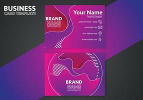 Purple business card template with flowing liquid shapes, amoeba forms. Abstract dynamic gradient graphic elements in modern style. vector