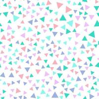 Geometric seamless pattern of small green, turquoise, pink, purple triangles for textile, paper and other surfaces vector