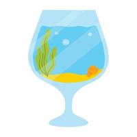 Fishbowl. Aquarium with algae in flat style. Vector illustration. Empty isolated aquarium in cartoon style.