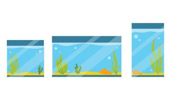 conjunto de rectangular acuarios colección de acuarios con algas en plano estilo. vector ilustración. vacío aislado acuario en dibujos animados estilo.