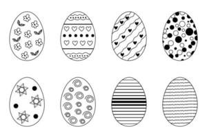 Set of Easter eggs in hand drawn doodle style. Happy Easter hand drawn isolated on white background. vector