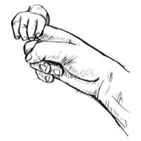 Sketch of mother holding hand of child vector